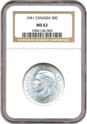 image for: Canada: 1941 50C NGC MS62