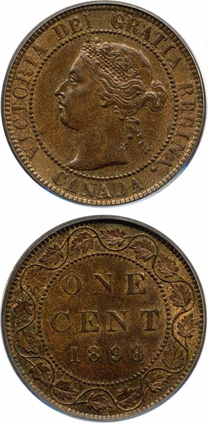 image for: Canada: 1898-H 1c PCGS MS63 BN