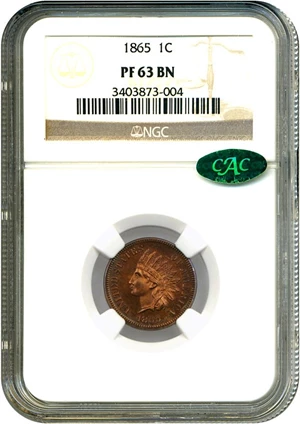 image for: 1865 1c NGC/CAC Proof 63 BN