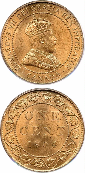 image for: Canada: 1904 1c PCGS MS63 RD