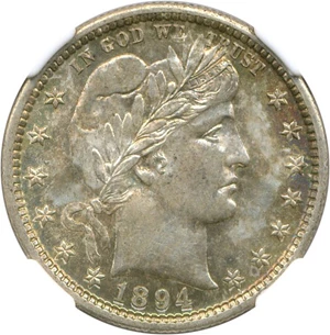 image for: 1894-S 25c NGC MS62