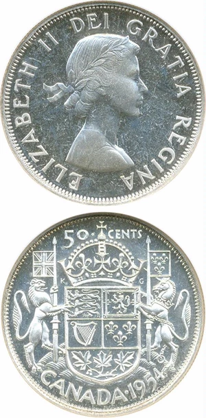 image for: Canada: 1954 50C NGC PL66