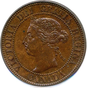 image for: Canada: 1891 1c PCGS AU58 (Sm.Dt, Lg.Ltr)