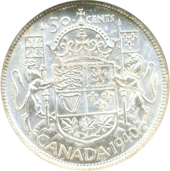image for: Canada: 1940 50C NGC MS62