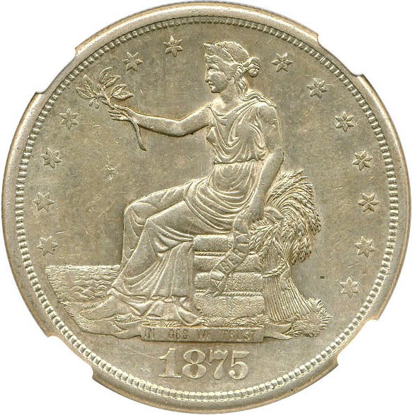 image for: 1875-S/CC Trade$ NGC AU55 (Type 1 reverse, FS-501)