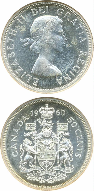 image for: Canada: 1960 50C NGC PL64