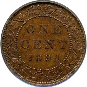 image for: Canada: 1891 1c PCGS AU58 (Sm.Dt, Lg.Ltr)