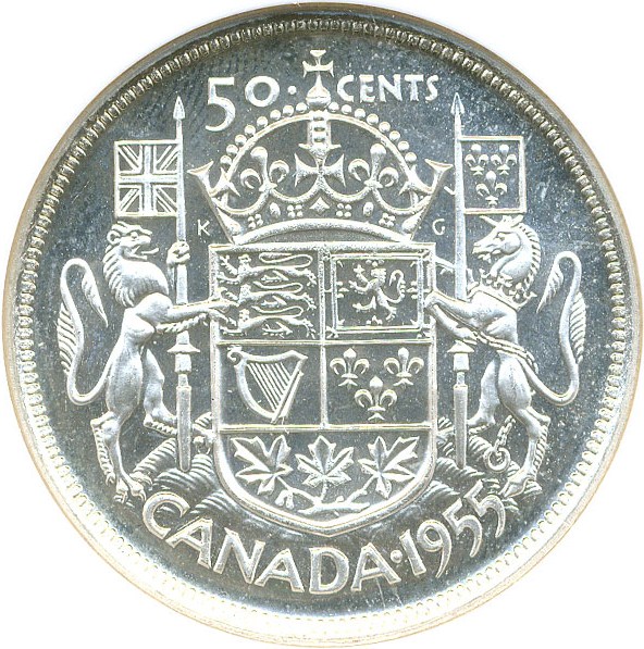 image for: Canada: 1955 50C NGC PL66