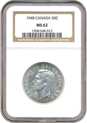 image for: Canada: 1948 50C NGC MS62