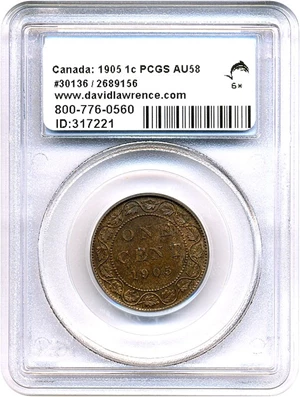 image for: Canada: 1905 1c PCGS AU58