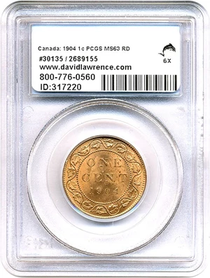 image for: Canada: 1904 1c PCGS MS63 RD