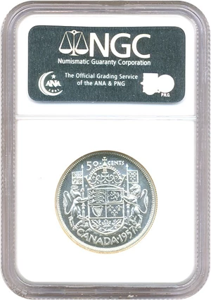 image for: Canada: 1957 50C NGC PL65