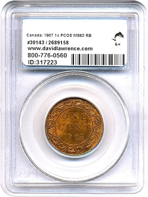 image for: Canada: 1907 1c PCGS MS63 RB