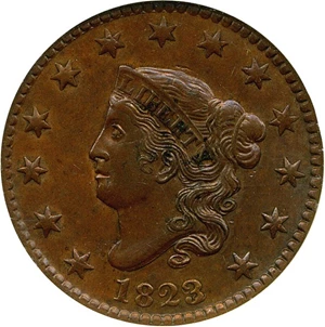 image for: 1823/2 1c NGC/CAC AU58
