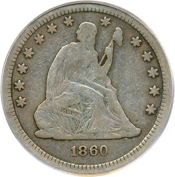 image for: 1860-S 25c PCGS Genuine