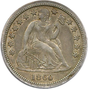 image for: 1860-S 10c PCGS XF45