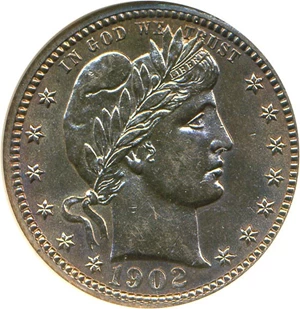 image for: 1902 25c ANACS Unc Details (Net MS60, Artificially Toned)