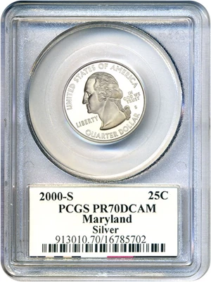 image for: 2000-S 25c PCGS Proof 70 DCameo (Maryland, Silver)