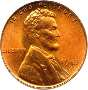 image for: 1945-S 1c PCGS MS67 RD
