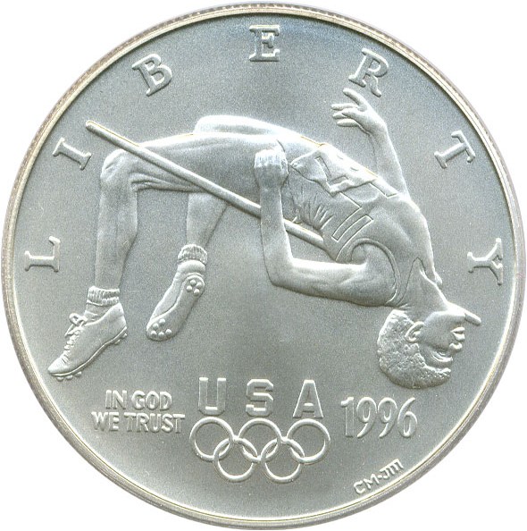 image for: 1996-D $1 PCGS MS70 (Olympic High Jump)