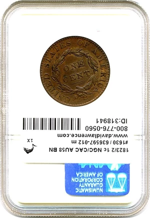 image for: 1823/2 1c NGC/CAC AU58