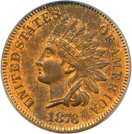 image for: 1876 1c PCGS/CAC MS64 RB