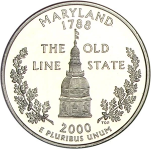 image for: 2000-S 25c PCGS Proof 70 DCameo (Maryland, Silver)
