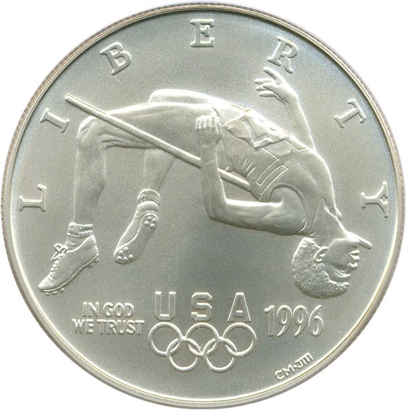image for: 1996-D $1 PCGS MS70 (Olympic High Jump)