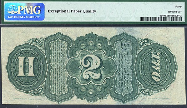 image for: 1869 $2 PMG XF40 EPQ (Fr.42)