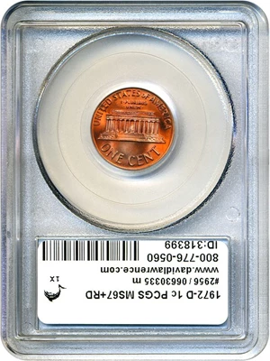 image for: 1972-D 1c PCGS MS67+ RD