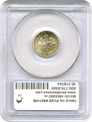 image for: 1964-D 10c PCGS MS67+ FB * Color *