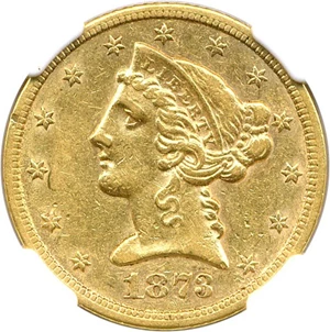 image for: 1873-S $5 NGC AU50