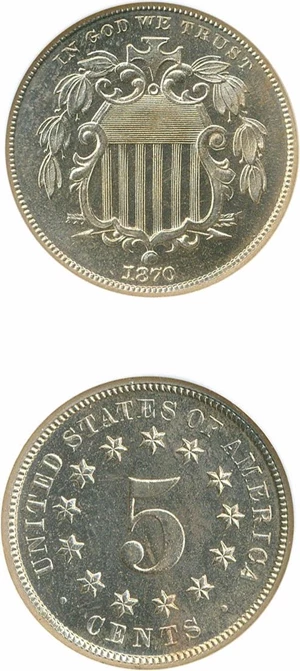 image for: 1870 5c NGC/CAC Proof 66