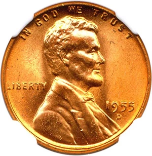 image for: 1955-D 1c NGC MS67 RD
