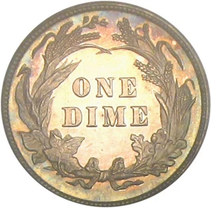 image for: 1892 10c PCGS Proof 64 Cameo * Color *