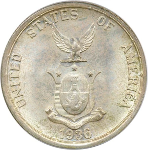 image for: U.S. Philippines: 1936-M Peso PCGS MS65 (Murphy & Quezon)