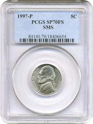 image for: 1997-P 5c PCGS SP70 FS (SMS)