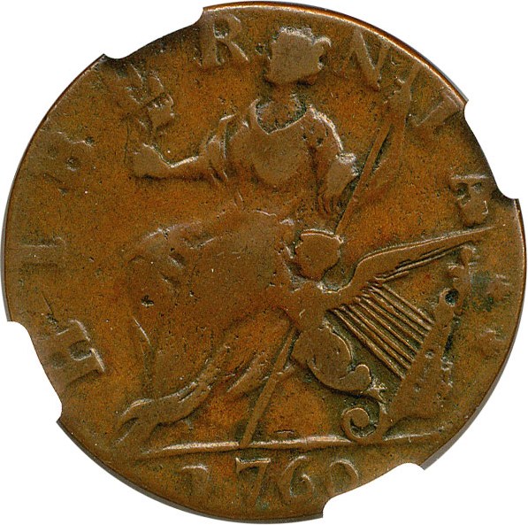 image for: 1760 Hibernia 1/2 P NGC VF30 (Voce Populi, No P)