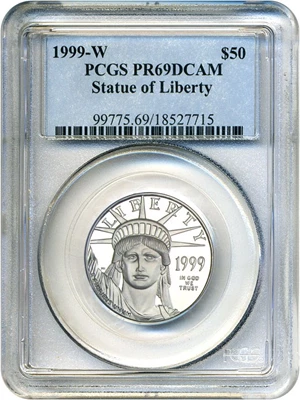 image for: 1999-W $50 PCGS Proof 69 DCameo (Platinum Eagle)