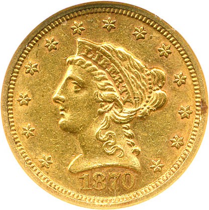 image for: 1870-S $2 1/2 NGC AU58