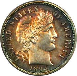 image for: 1894-O 10c PCGS MS63 * Color *