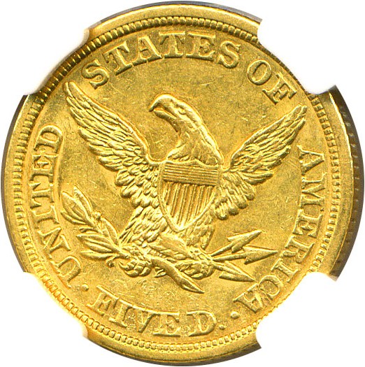 image for: 1849/49 $5 NGC AU55 (VP-001)