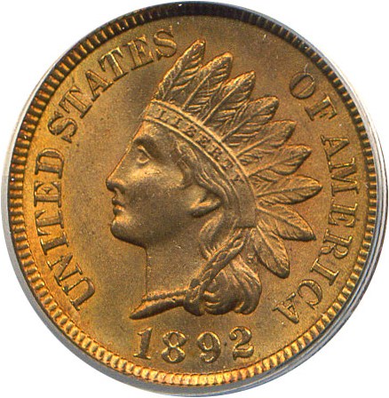 image for: 1892 1c PCGS MS65 RD