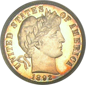 image for: 1892 10c PCGS Proof 64 Cameo * Color *