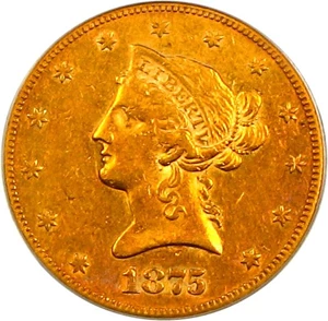 image for: 1875-CC $10 PCGS AU53