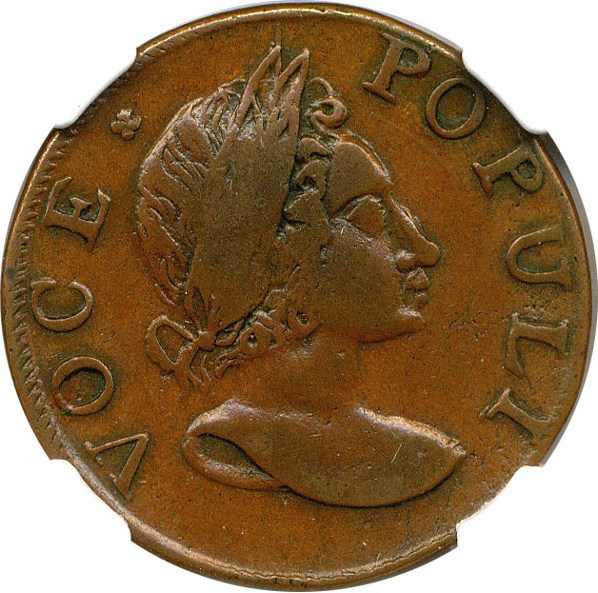 image for: 1760 Hibernia 1/2 P NGC VF30 (Voce Populi, No P)