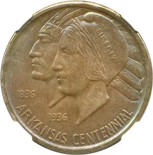 image for: 1935 Arkansas 50c NGC MS66 * Color *