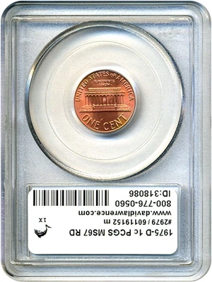 image for: 1975-D 1c PCGS MS67 RD