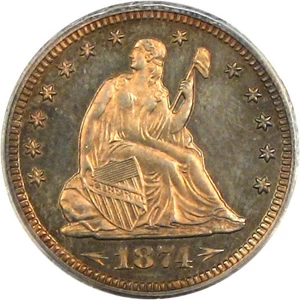 image for: 1874 25c PCGS/CAC Proof 64 (Arrows)