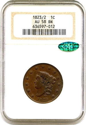 image for: 1823/2 1c NGC/CAC AU58